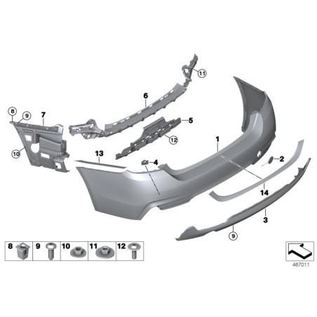 Revêtement de pare-chocs apprêté - Pièce d'origine BMW 51128060889