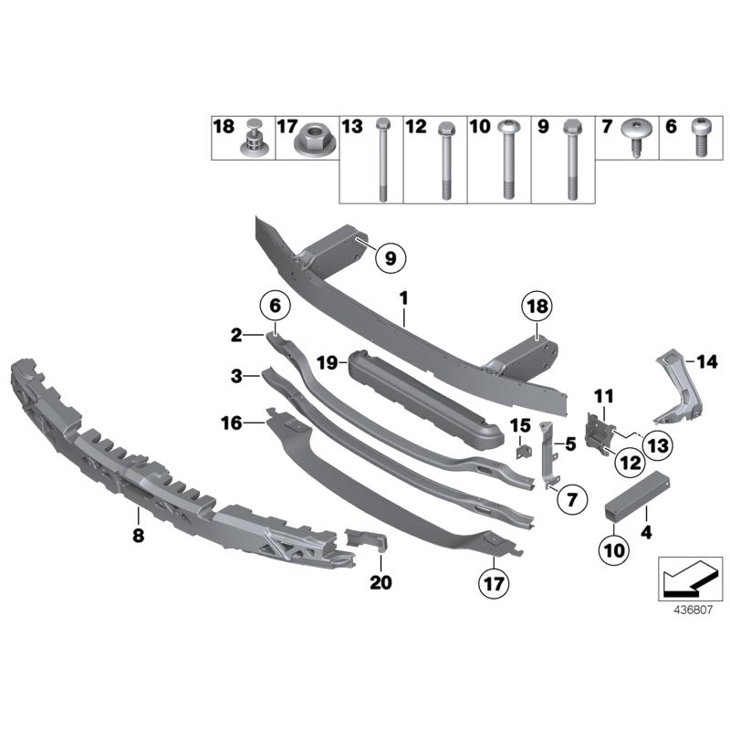 Absorbeur d'impact de pare-chocs sur une barre de collision - Pièce d'origine BMW 51117200707 Absorbeur d'impact de pare-chocs sur une barre de collision - Pièce d'origine BMW 51117200707
