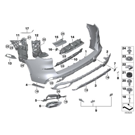 Garniture inférieure de pare-chocs avec échappement - Pièce d'origine BMW 51128099937 Garniture inférieure de pare-chocs avec échappement - Pièce d'origine BMW 51128099937