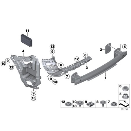 Support de pare-chocs arrière droit - Pièce d'origine BMW 51127338764 Support de pare-chocs arrière droit - Pièce d'origine BMW 51127338764