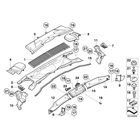 Couvercle supérieur du filtre à air de la cabine - Pièce d'origine BMW 64316987498