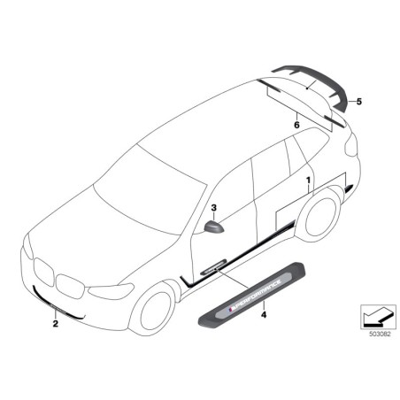Seuil de porte M Performance en fibre de carbone - Pièce d'origine BMW 51472465482