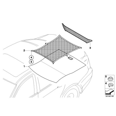 Filet de sécurité pour le coffre de voiture - Pièce d'origine BMW 51479123752 Filet de sécurité pour le coffre de voiture - Pièce d'origine BMW 51479123752