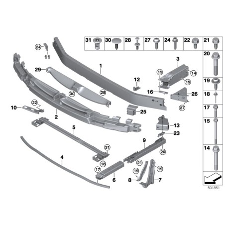Bouclier de pare-chocs avant inférieur - Pièce d'origine BMW 51117309496