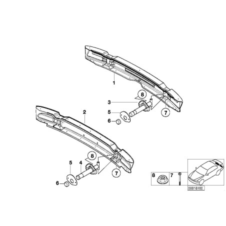 Pare-chocs arrière de porte-bagages - Pièce d'origine BMW 51128195314