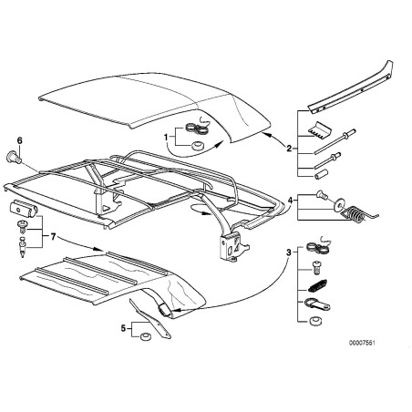 Kit de réparation de corde de tension de couverture "C" - Pièce d'origine BMW 54319068572 Kit de réparation de corde de tension de couverture "C" - Pièce d'origine BMW 54319068572