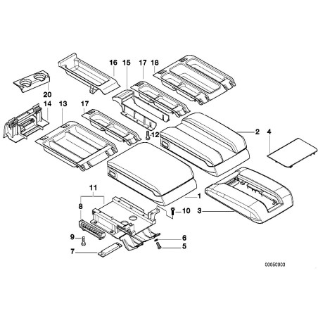 Plateau de rangement pour accoudoir de console centrale - Pièce d'origine BMW 51168215770 Plateau de rangement pour accoudoir de console centrale - Pièce d'origine BMW 51168215770