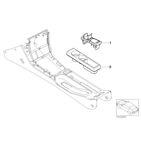 Boîte d'insertion de pièce de monnaie pour porte-gobelet de console centrale - Pièce d'origine BMW 51168413622