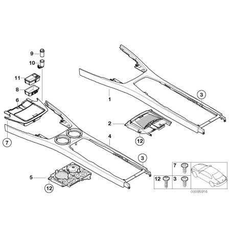 Insert de cendrier avant de console centrale - Pièce d'origine BMW 51168223405 Insert de cendrier avant de console centrale - Pièce d'origine BMW 51168223405