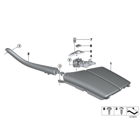 Cache de verrouillage de console centrale LHD - Pièce d'origine BMW 51169277348
