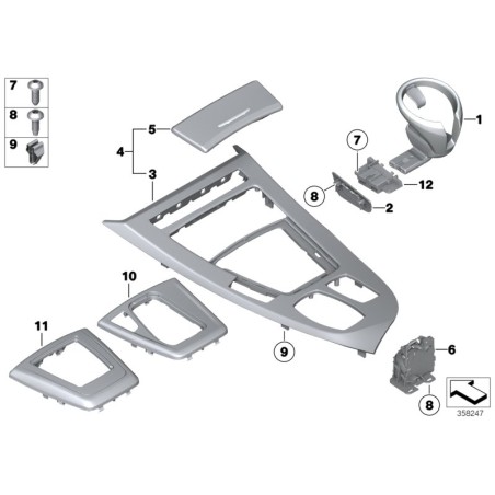 Plaque de garniture latérale de console centrale noire - Pièce d'origine BMW 51169181369 Plaque de garniture latérale de console centrale noire - Pièce d'origine BMW 51169181369