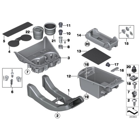 Plateau de rangement de console centrale - Pièce d'origine BMW 51169184500