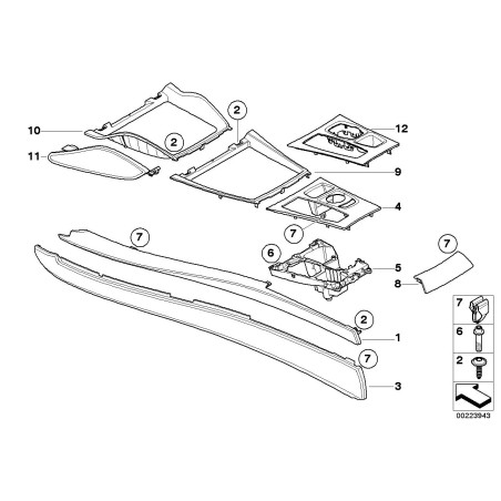 Garniture de console centrale noire LHD - Pièce d'origine BMW 51169164485