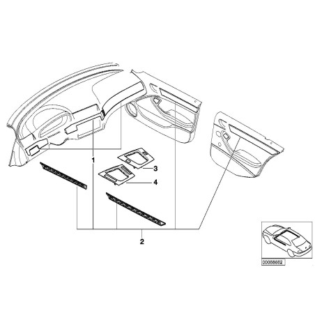 Garniture de console centrale en myrte - Pièce d'origine BMW 51168209456