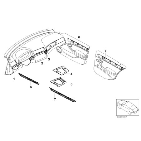 Garniture de console centrale Titan 2 compatible avec boîte de vitesses manuelle LHD - Pièce d'origine BMW 51167052068.