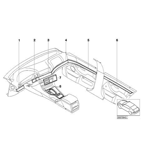 Garniture de console centrale en ligne Titan - Pièce d'origine BMW 51162694080 Garniture de console centrale en ligne Titan - Pièce d'origine BMW 51162694080