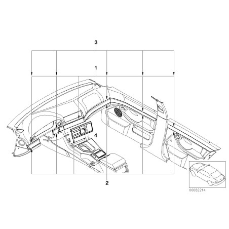 Garniture de console centrale en bois de vavona - Pièce d'origine BMW 51168196963 Garniture de console centrale en bois de vavona - Pièce d'origine BMW 51168196963