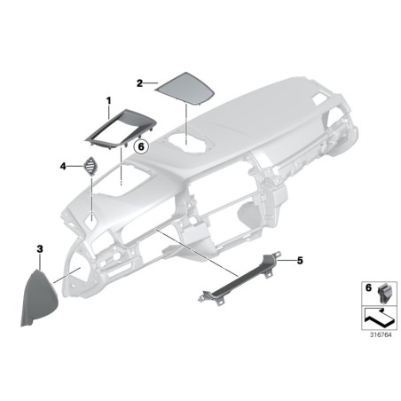 Cache central haut-parleur - Pièce d'origine BMW 51459209781