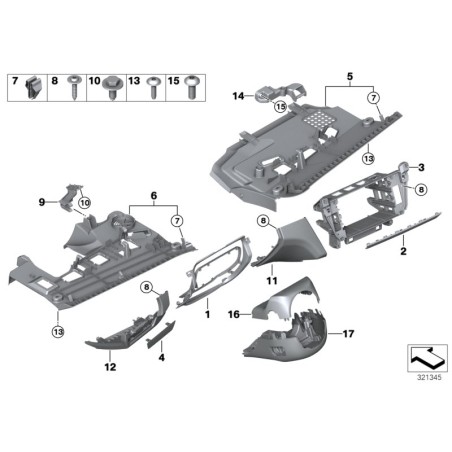 Garniture de tableau de bord central - Pièce d'origine BMW 51459197501