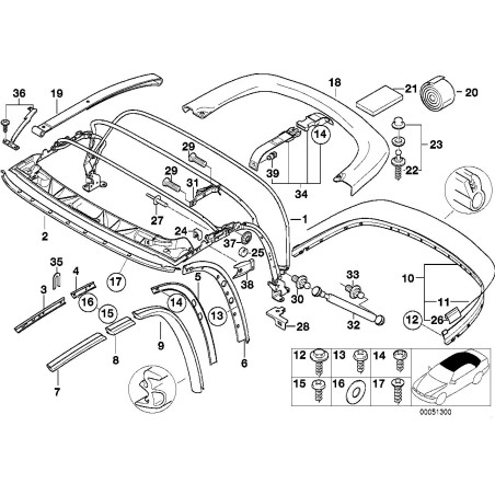 Rail central gauche - Pièce d'origine BMW 54318397653 Rail central gauche - Pièce d'origine BMW 54318397653