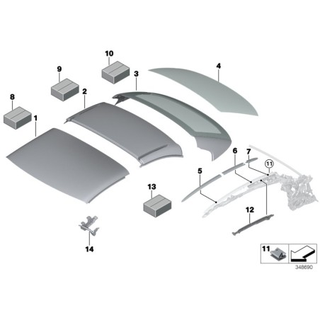 Ensemble de garniture de toit central - Pièce d'origine BMW 54377184038