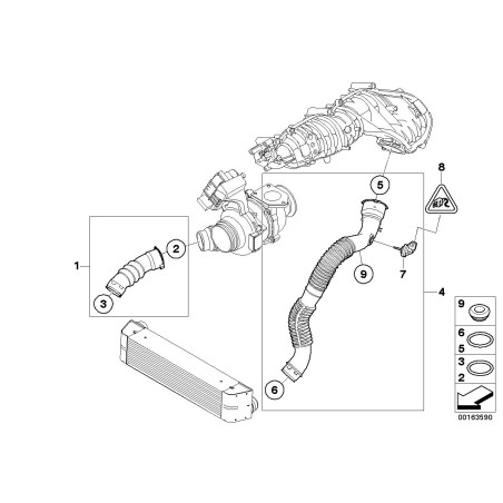 Ligne d'air de charge - Pièce d'origine BMW 11613448467 Ligne d'air de charge - Pièce d'origine BMW 11613448467