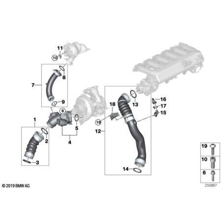 Tuyau d'air de suralimentation - Pièce d'origine BMW 11617799873 Tuyau d'air de suralimentation - Pièce d'origine BMW 11617799873