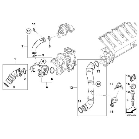 Tuyau d'air de suralimentation - Pièce d'origine BMW 11618506078 Tuyau d'air de suralimentation - Pièce d'origine BMW 11618506078