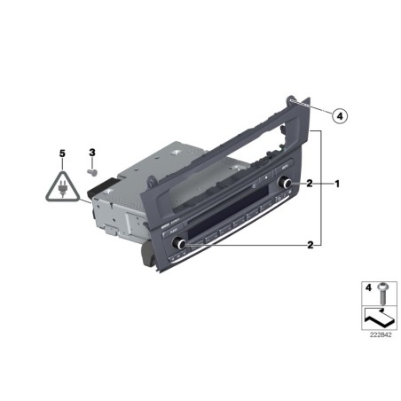 Bouton de radio professionnel chromé - Pièce d'origine BMW 65129231059
