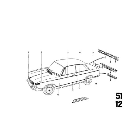 Moulure de capot chromée - Pièce d'origine BMW 51131804113