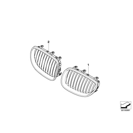 Grille de rein droite chromée - Pièce d'origine BMW 51137065702