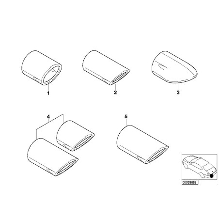 Embouts d'échappement de ligne chromée - Pièce d'origine BMW 82129410926 Embouts d'échappement de ligne chromée - Pièce d'origine BMW 82129410926