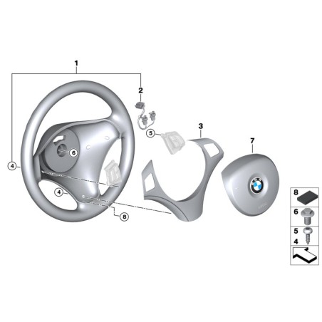 Cache de garniture de volant chromé - Pièce d'origine BMW 32306783048