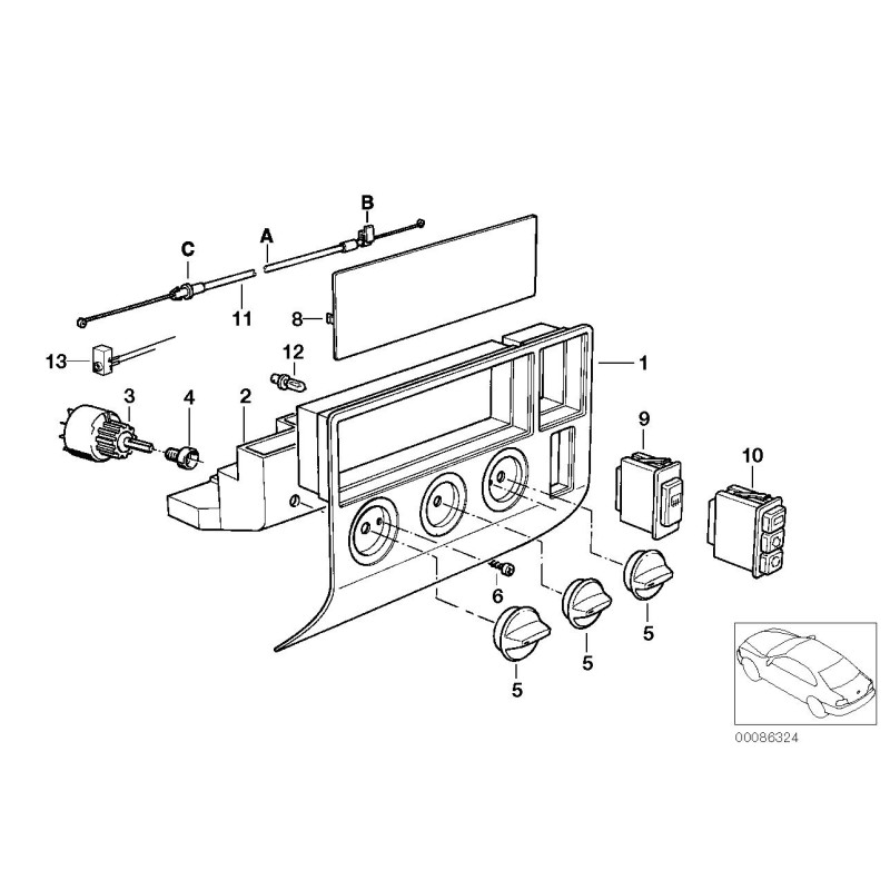 Garniture d'entourage de radio climatique - Pièce d'origine BMW 64118367667