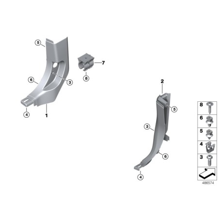 Clip avec joint torique Bande de seuil de porte beige - Pièce d'origine BMW 51477117532