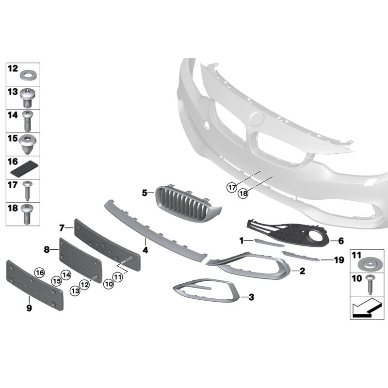 Grille fermée droite - Pièce d'origine BMW 51117309624