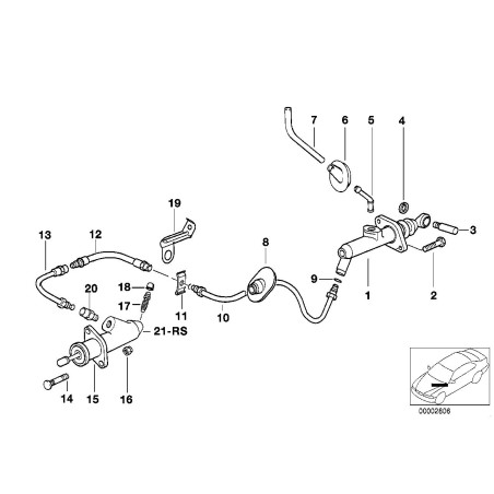 Tuyau de commande d'embrayage - Pièce d'origine BMW 21521164367 Tuyau de commande d'embrayage - Pièce d'origine BMW 21521164367