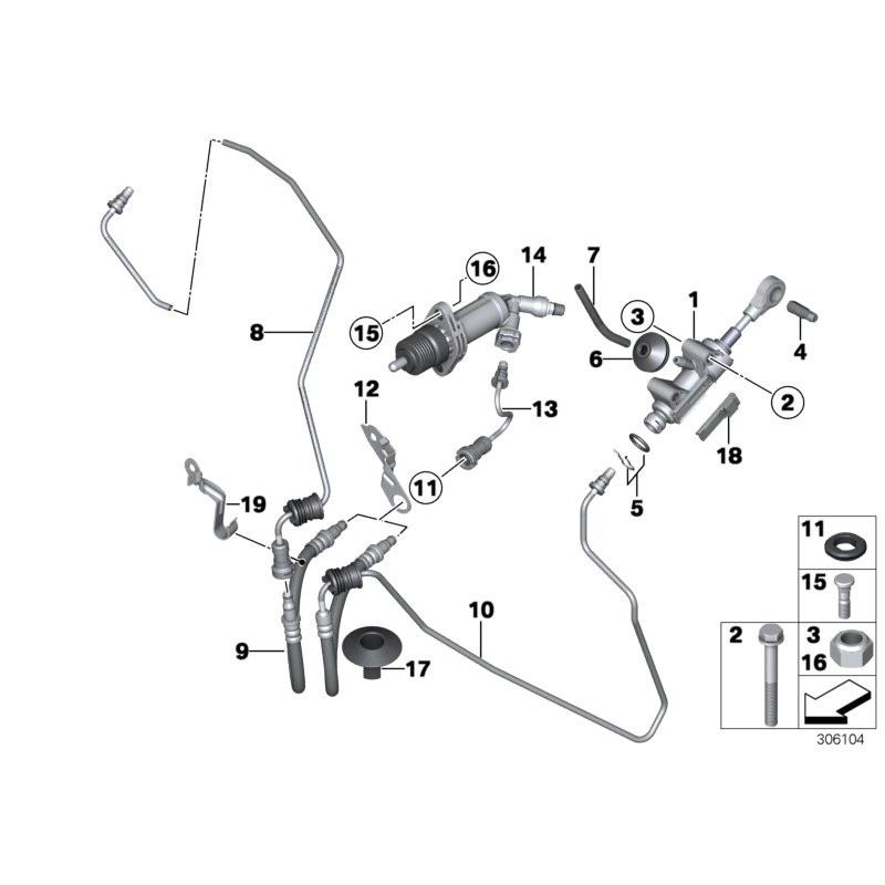 Kit de réparation de ligne d'embrayage - Pièce d'origine BMW 21521165451