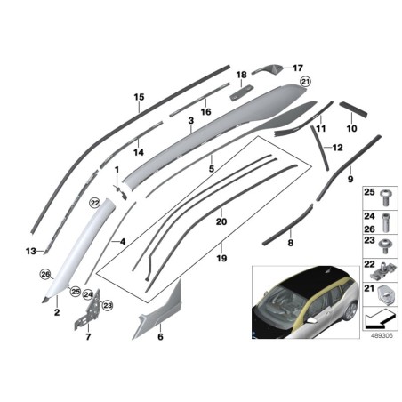Pièce automobile : Couvercle de colonne A gauche - Pièce d'origine BMW 51447369625 Pièce automobile : Couvercle de colonne A gauche - Pièce d'origine BMW 51447369625