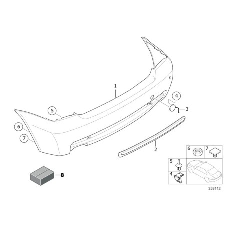 Grille inférieure du pare-chocs arrière sport M compact - Pièce d'origine BMW 51127894801