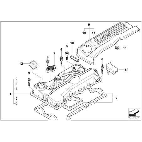 Couvercle complet de la culasse - Pièce d'origine BMW 11127568581 Couvercle complet de la culasse - Pièce d'origine BMW 11127568581