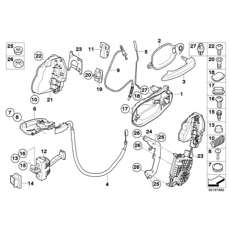 Mécanisme de verrouillage de porte complet gauche - Pièce d'origine BMW 51217202159