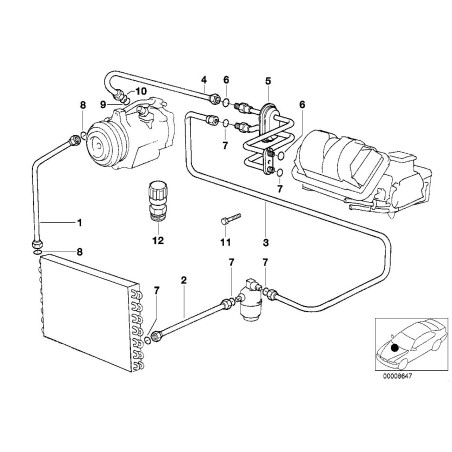 Tuyau de pression du condenseur vers le récepteur-déshydrateur - Pièce d'origine BMW 64538390473
