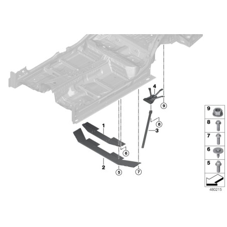 Pièce de raccordement du tunnel arrière - Pièce d'origine BMW 51717334421