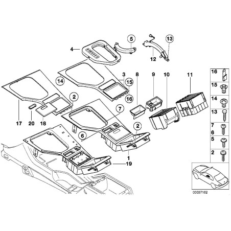 Insert de console noir - Pièce d'origine BMW 51168256297 Insert de console noir - Pièce d'origine BMW 51168256297