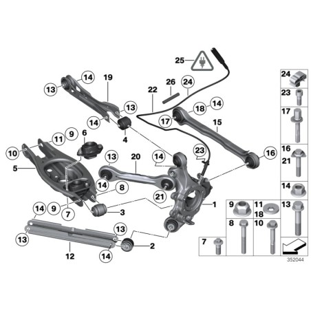 Bras de commande avec silentblocs (tige de guidage) - Pièce d'origine BMW 33322409890