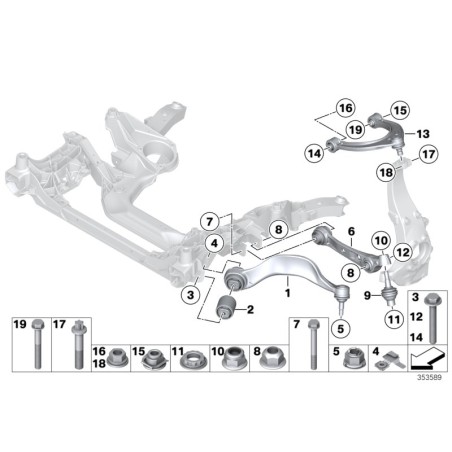 Bras de commande avec tendeur de bague - Pièce d'origine BMW 31126777733