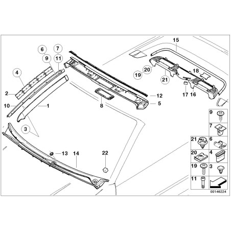 Protection de bord de toit décapotable - Pièce d'origine BMW 51728251270 Protection de bord de toit décapotable - Pièce d'origine BMW 51728251270