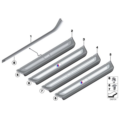 Garniture de seuil de porte éclairée côté gauche pour décapotable - Pièce d'origine BMW 51477219893 Garniture de seuil de porte éclairée côté gauche pour décapotable - Pièce d'origine BMW 51477219893