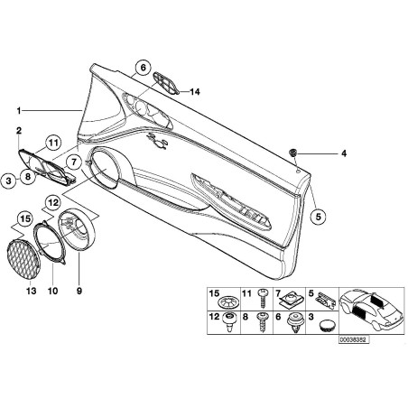 Housse de haut-parleur convertible gauche N/S grise - Pièce d'origine BMW 51418224017 Housse de haut-parleur convertible gauche N/S grise - Pièce d'origine BMW 51418224017